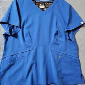 CAREISMA By Sofia Vergara Women's 3XL Scrub Top Royal Blue Stretch Soft